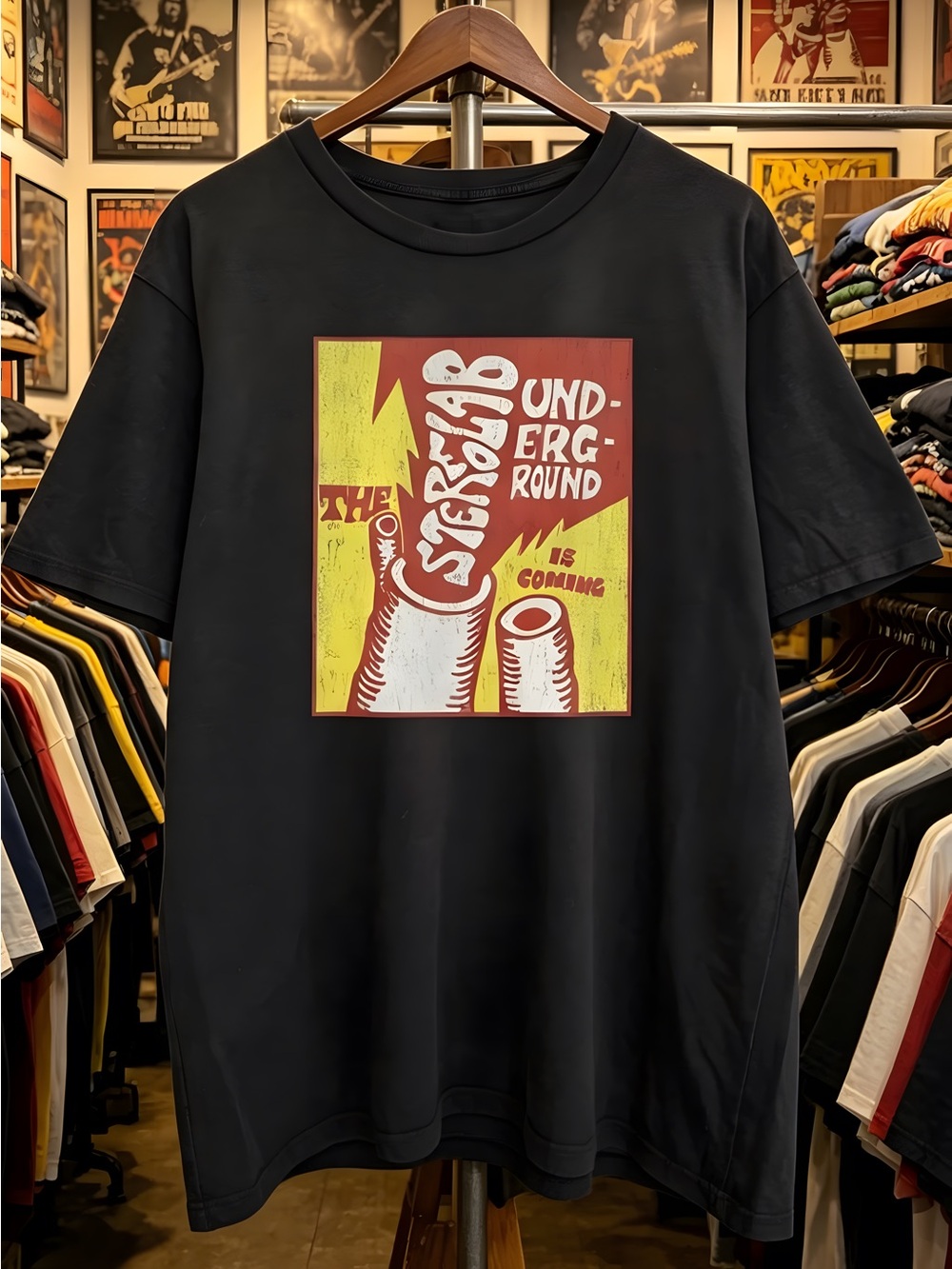 1999 Stereolab Underground Classic T-Shirt Black